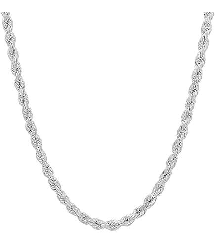 Savlano 925 Sterling Silver 5mm Solid Italian Rope Diamond Cut